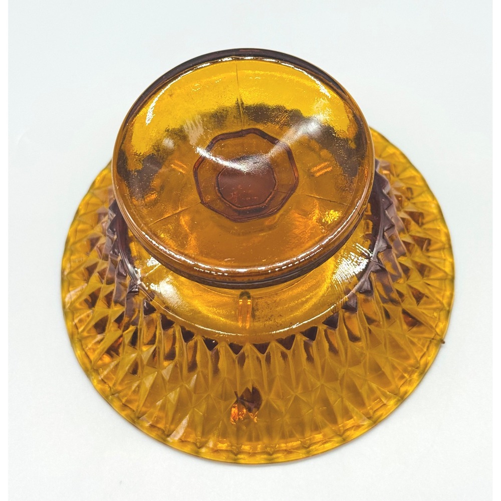 Indiana Glass Fairy Lamp Amber Diamond Point Vintage Votive Candle Holder - Picture 6 of 8